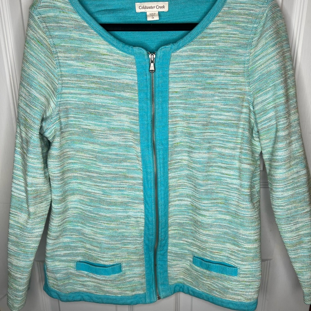 Coldwater Creek Blue and Green Textured Jacket